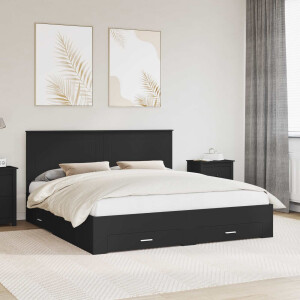 vidaXL Bedframe met lade Zwart en Zilver 200 x 200 cm Bewerkt hout