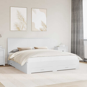 vidaXL Bedframe met hoofdeinde met lade Wit 180 x 200 cm Bewerkt hout