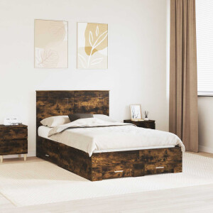 vidaXL Bedframe met hoofdeinde Gerookt eiken 120 x 200 cm Bewerkt hout