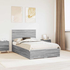 vidaXL Bedframe met hoofdeinde Grijs Sonoma 120 x 200 cm Bewerkt hout