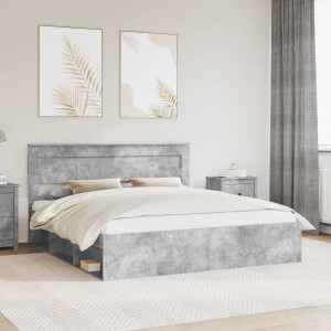 vidaXL Bedframe met hoofdeinde Beton 180 x 200 cm Massief grenenhout