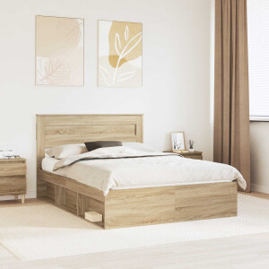 vidaXL Bedframe met hoofdeinde Sonoma 160 x 200 cm Massief grenenhout