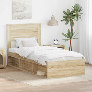 vidaXL Bedframe met hoofdeinde Sonoma 100 x 200 cm Massief grenenhout