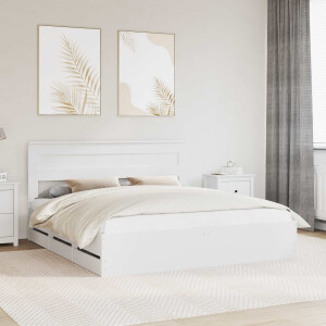 vidaXL Bedframe met lade met opslag Wit 200 x 200 cm Ingenieurshout