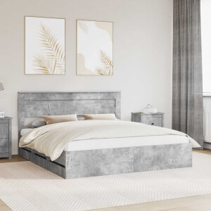 vidaXL Bedframe met lade Beton Grijs 180 x 200 cm Ingenieurshout