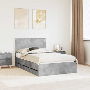 vidaXL Bedframe met lade Beton Grijs 135 x 190 cm Ingenieurshout