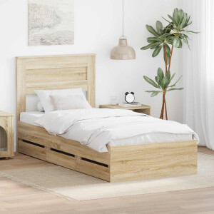 vidaXL Bedframe met lade Sonoma Eiken 100 x 200 cm Ingenieurshout