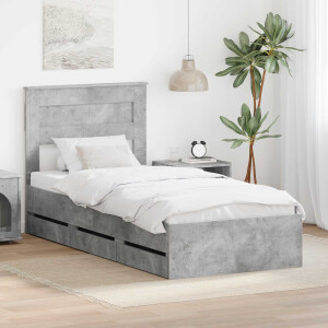 vidaXL Bedframe met lade Beton Grijs 75 x 190 cm Ingenieurshout