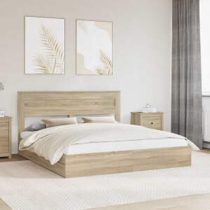 vidaXL Opslag bed met lade Sonoma Eiken 180 x 200 cm Bewerkt hout