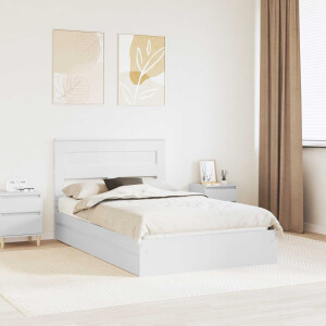 vidaXL Opslag bed met hoofdeinde Wit 120 x 190 cm Bewerkt hout