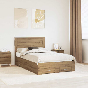 vidaXL Bedframe met hoofdeinde Artisan Eiken 120 x 190 cm Bewerkt hout