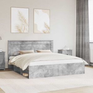 vidaXL Bedframe met hoofdeinde Beton 180 x 200 cm Massief grenenhout