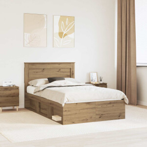 vidaXL Bedframe Ambachtelijk eiken 120 x 190 cm Massief grenenhout