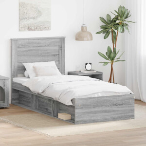 vidaXL Bedframe Grijs Sonoma 100 x 200 cm Massief grenenhout