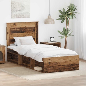vidaXL Bedframe met hoofdeinde Oudhout 90 x 200 cm Massief grenenhout