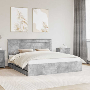vidaXL Bedframe met lade Beton Grijs 180 x 200 cm Ingenieurshout