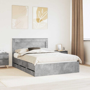 vidaXL Bedframe met lade Beton Grijs 140 x 200 cm Ingenieurshout
