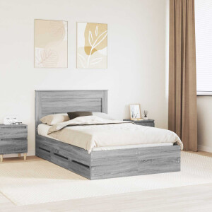 vidaXL Bedframe met lade Grijs Sonoma 120 x 190 cm Ingenieurshout