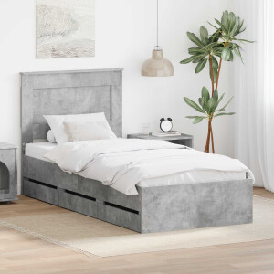 vidaXL Bedframe met lade Beton Grijs 75 x 190 cm Ingenieurshout