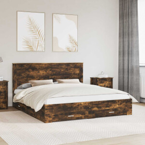 vidaXL Bedframe met lade met hoofdeinde met opslag Bewerkt hout