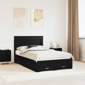 vidaXL Bedframe met hoofdeinde Zwart Eiken 120 x 190 cm Bewerkt hout
