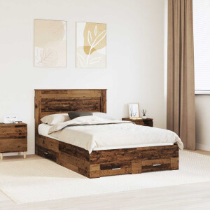 vidaXL Bedframe met lade met hoofdeinde met opslag Bewerkt hout