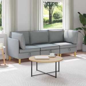 vidaXL Modulaire Sofa Set met Opslag 3 pcs Lichtgrijs Stof