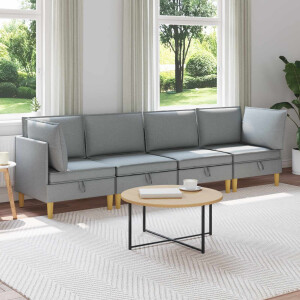 vidaXL Modulaire Sofa Set met Opslag 4 pcs Lichtgrijs Stof