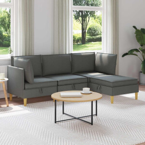 vidaXL Modulaire Sofa Set met Opslag 4 pcs Donkergrijs Stof