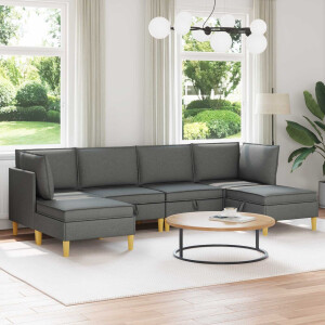 vidaXL Modulaire Sofa Set met Opslag 6 pcs Donkergrijs Stof