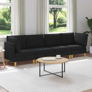 vidaXL Modulaire Sofa Set met Opslag 4 pcs Zwart Stof