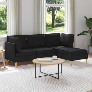 vidaXL Modulaire Sofa Set met Opslag 4 pcs Zwart Stof