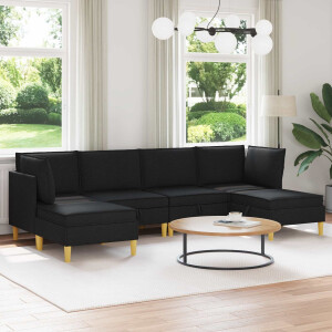 vidaXL Modulaire Sofa Set met Opslag 6 pcs Zwart Stof