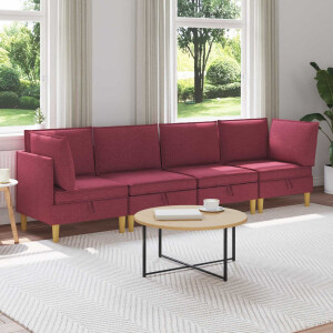 vidaXL Modulaire Sofa Set met Opslag 4 pcs Wijnrood Stof