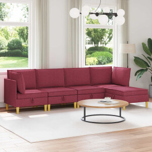 vidaXL Modulaire Sofa Set met Opslag 5 pcs Wijnrood Stof