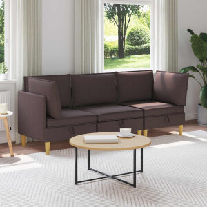 vidaXL Modulaire Sofa Set met Opslag 3 pcs Donkerbruin Stof