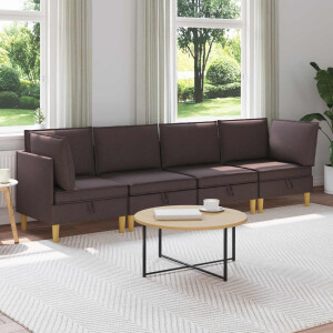 vidaXL Modulaire Sofa Set met Opslag 4 pcs Donkerbruin Stof