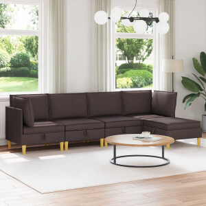 vidaXL Modulaire Sofa Set met Opslag 5 pcs Donkerbruin Stof