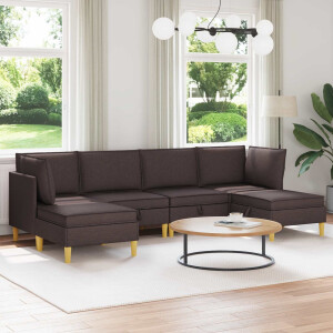 vidaXL Modulaire Sofa Set met Opslag 6 pcs Donkerbruin Stof