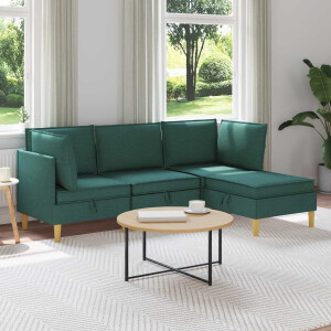 vidaXL Modulaire Sofa Set met Opslag 4 pcs Donkergroen Stof
