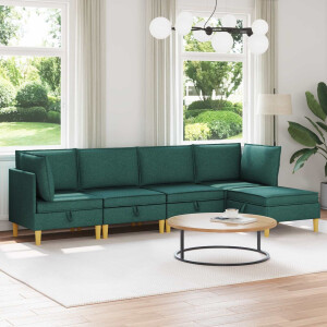 vidaXL Modulaire Sofa Set met Opslag 5 pcs Donkergroen Stof