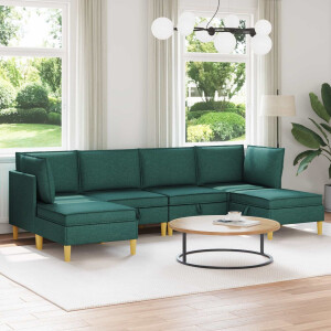 vidaXL Modulaire Sofa Set met Opslag 6 pcs Donkergroen Stof