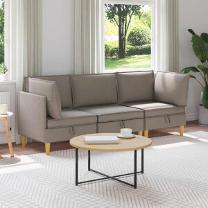 vidaXL Modulaire Sofa Set met Opslag 3 pcs Taupe Stof
