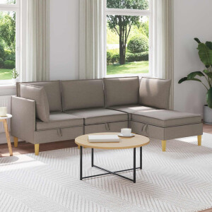 vidaXL Modulaire Sofa Set met Opslag 4 pcs Taupe Stof