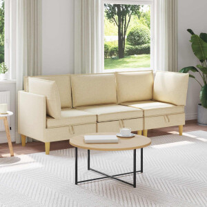 vidaXL Modulaire Sofa Set met Opslag 3 pcs Crèmekleurig Stof