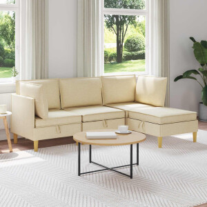 vidaXL Modulaire Sofa Set met Opslag 4 pcs Crèmekleurig Stof