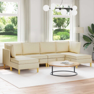 vidaXL Modulaire Sofa Set met Opslag 6 pcs Crèmekleurig Stof