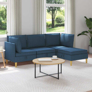 vidaXL Modulaire Sofa Set met Opslag 4 pcs Blauw Stof