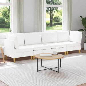 vidaXL Modulaire Sofa Set met Opslag 4 pcs Wit Stof