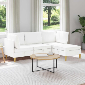 vidaXL Modulaire Sofa Set met Opslag 4 pcs Wit Stof